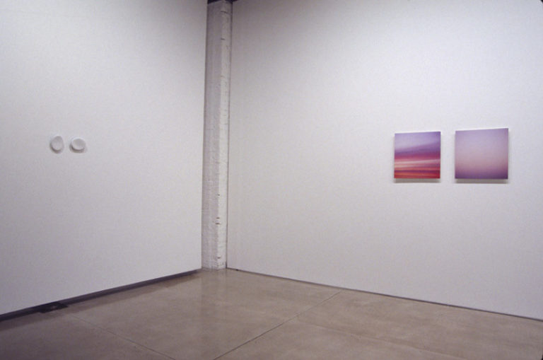 Corner view, sculpture (left): “resonance” photographs (right): “SW 127th”, color photographs on plexiglass panels, 20 x 20 in, ed 3, 2003