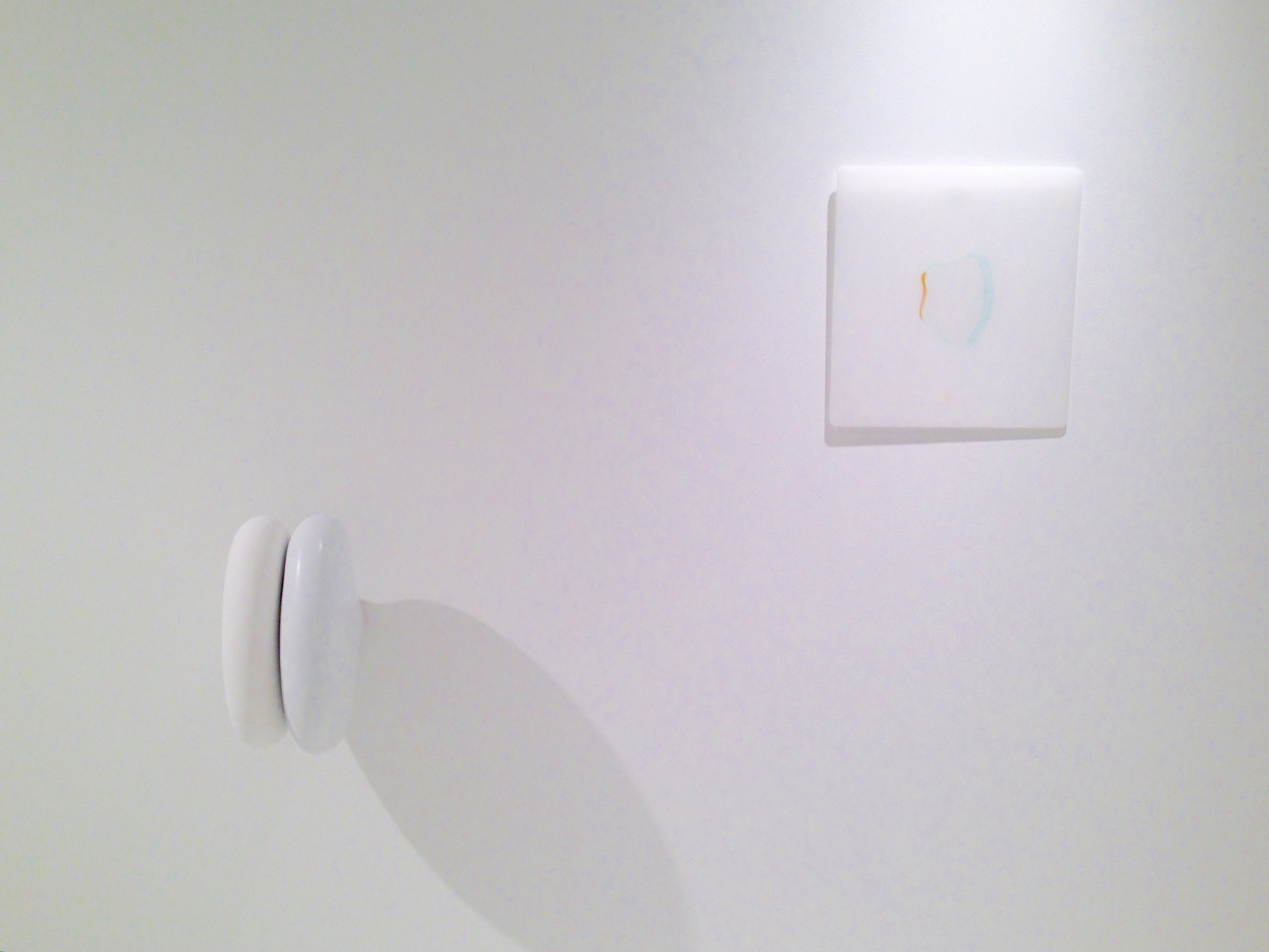 MT, untitled sculpture and plexi drawing, both 2004
